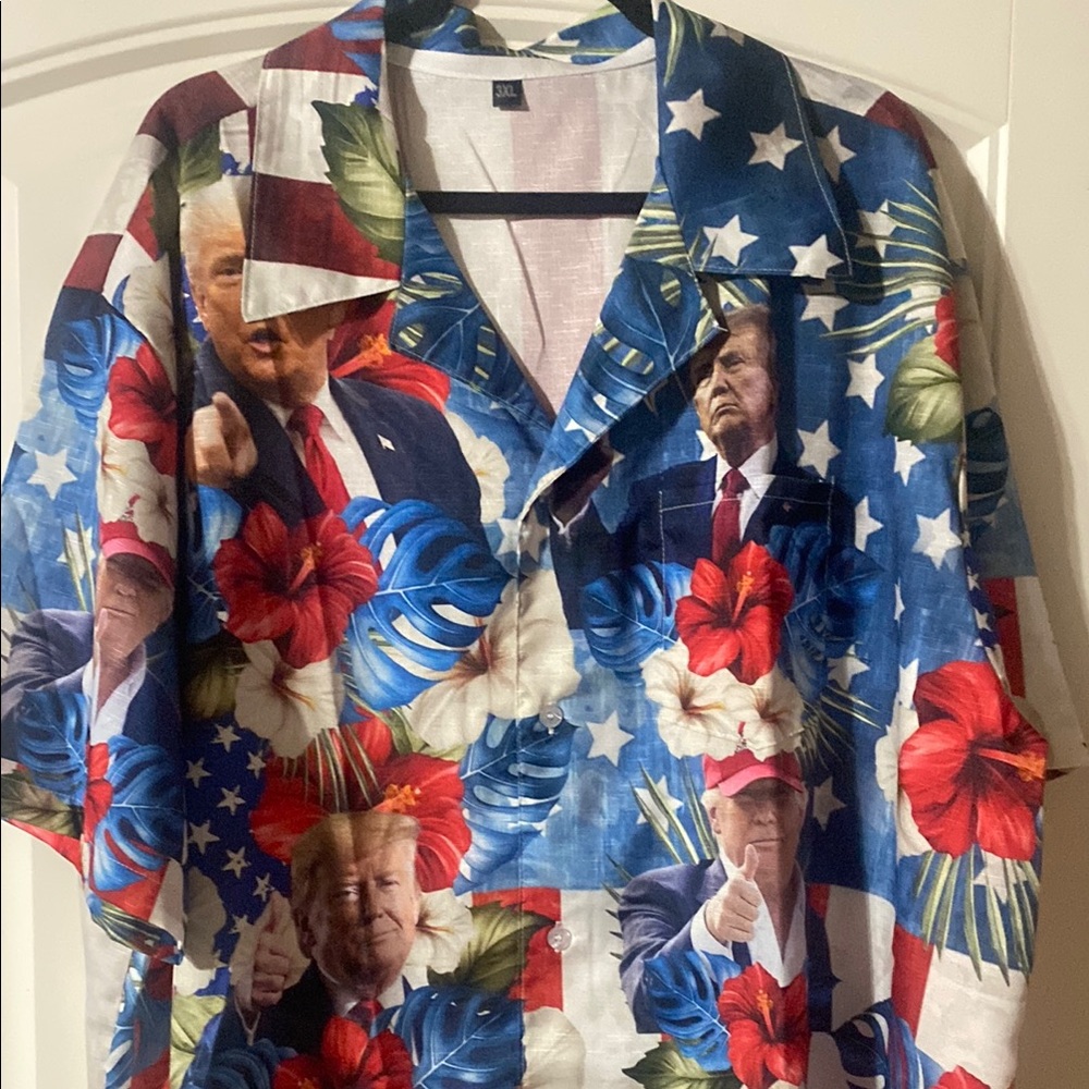 Patriotic Floral Print Shirt